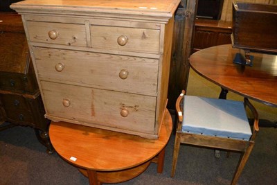 Lot 421 - Pine chest of drawers, modern coffee table and a piano stool (3)