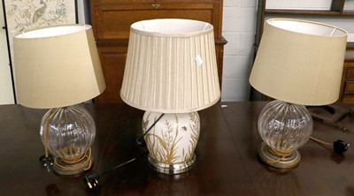 Lot 292 - A Pair of Modern Glass Table Lamps, and A...