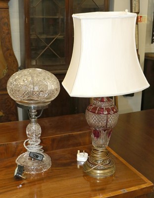 Lot 291 - A Cut Glass Mushroom Lamp; together with a...