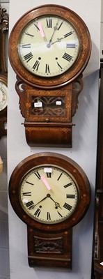 Lot 1227 - Two Inlaid Drop Dial Striking Wall Clocks,...