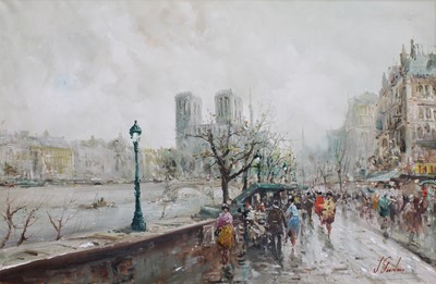 Lot 1303 - Joseph Giordano (b.1935) Notre Dame across the...