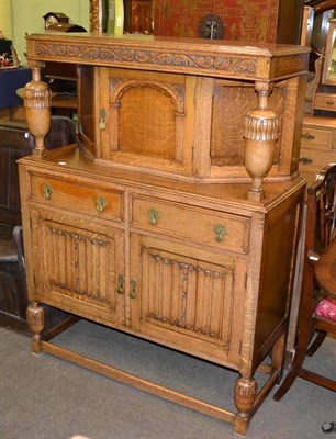 Lot 433 - Early 20th century oak court cupboard of small dimensions