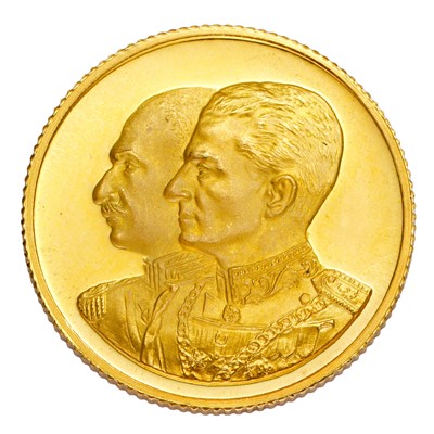 Lot 331 - Iran, 50th Anniversary Pahlavi Rule Gold Medal...