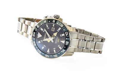 Lot 477 - A Stainless Steel GMT Seiko Kinetic Sportura...