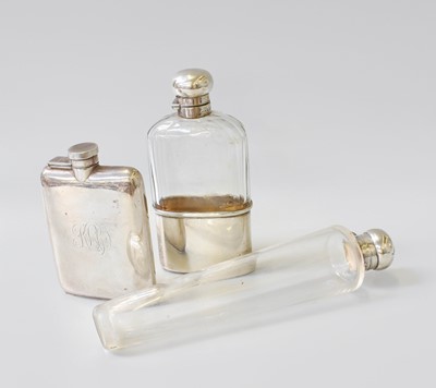 Lot 145 - A George V Silver-Mounted Glass Spirit-Flask,...