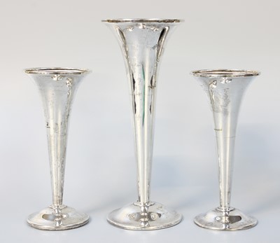 Lot 27 - A Graduated Set of Three George V Silver Vases,...