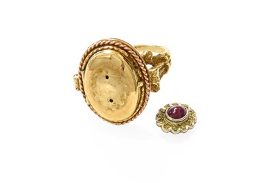 Lot 405 - A 9 Carat Gold Cabochon Ruby and Diamond...