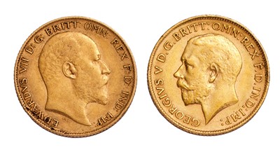 Lot 269 - 2x Half Sovereigns, comprising; Edward VII,...