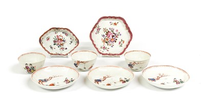 Lot 186 - Three Chinese Porcelain Teabowls and Saucers,...