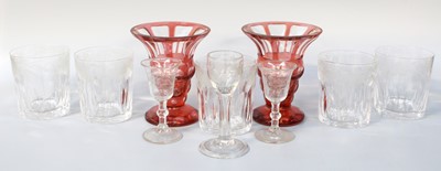 Lot 243 - Five Stourbridge Glass Tumblers, 19th century,...