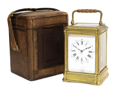 Lot 655 - A Brass Striking Carriage Clock, signed Henri...