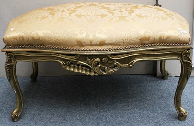 Lot 1480 - An Oversized Louis XV Style Gilt Framed Stool,...