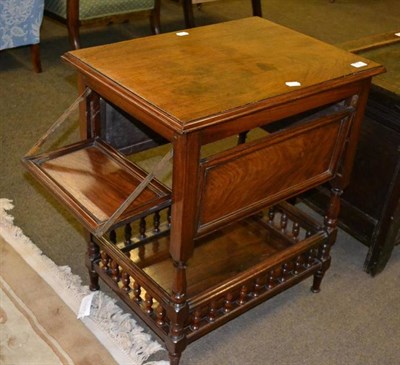 Lot 462 - A late 19th century oak side table with adjustable side shelves