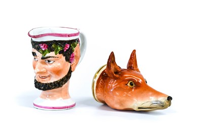 Lot 80 - A Porcelain Stirrup Cup Formed as a Fox Head,...