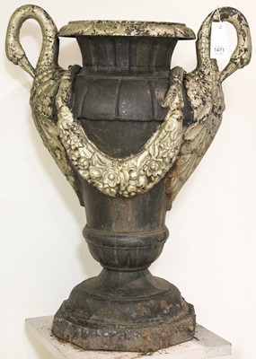 Lot 1471 - A Cast Iron Garden Urn, of baluster form, with...