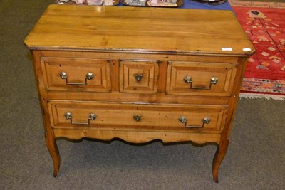 Lot 465 - A French style chest of three short drawers over one large drawer with oak linings