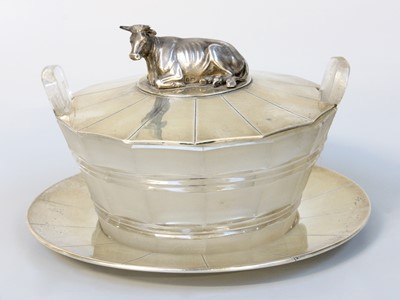 Lot 32 - A William IV Frosted Glass Butter-Dish With...