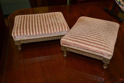 Lot 471 - Pair of late Victorian gilt footstools bearing stamp 'Jetley'