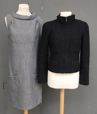 Lot Chanel Navy and Black Woven Cashmere Jacket...