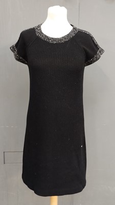 Lot Chanel Black Cotton Knitted Dress with Short...