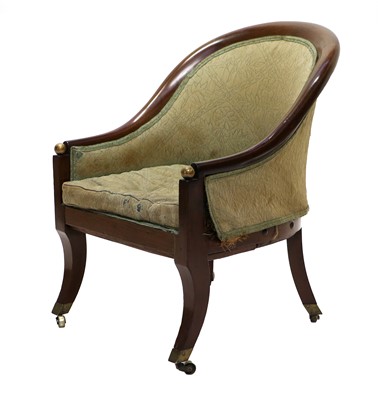 Lot 1491 - A Regency Mahogany Horseshoe back Tub Chair,...