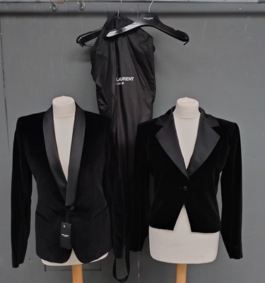 Lot 1090 - Saint Laurent Black Velvet Evening Jacket with...