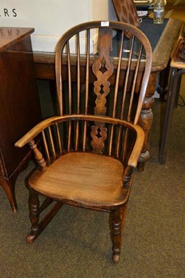 Lot 482 - A 19th century ash rocking Windsor chair