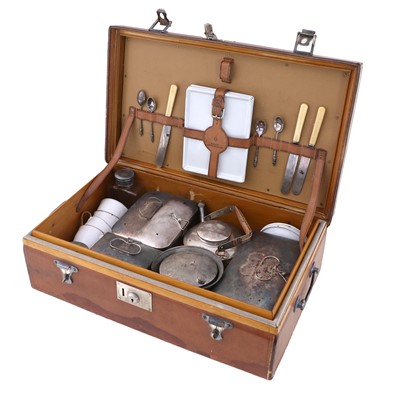 Lot 535 - A 1920's/30's Leather Cased Picnic Set, the...