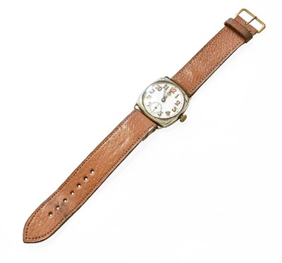 Lot 482 - A Silver Enamel Dial Wristwatch