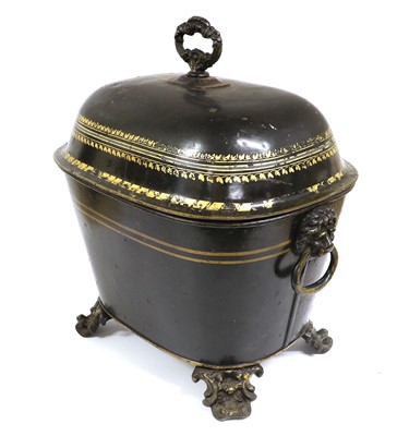 Lot 328 - A Regency Toleware Coal Box and Cover, of...