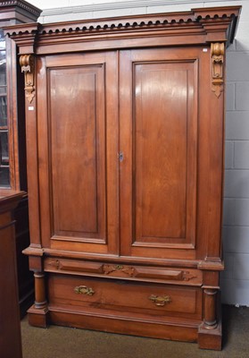 Lot 1349 - A Victorian Mahogany Wardrobe, the moulded and...