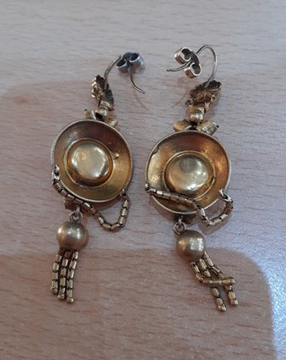 Lot 2138 - A Pair of Victorian Drop Earrings the round...