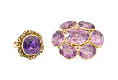 Lot 422 - A 9 Carat Gold Amethyst Cluster Brooch, the...
