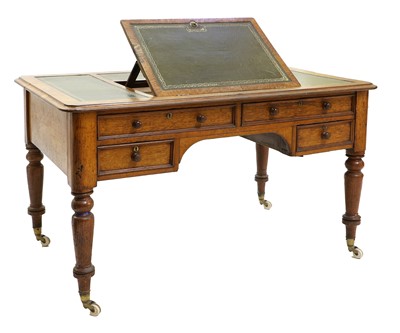 Lot 1161 - A Victorian Oak Library Desk, mid 19th century,...