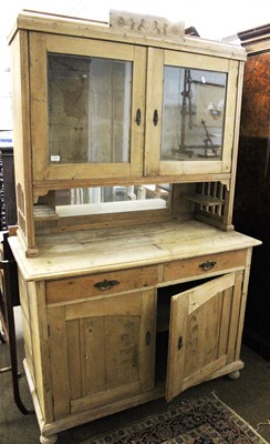 Lot 1246 - A French Pine Country Kitchen Cupboard, with...