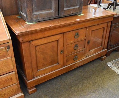 Lot 1343 - A French Cherry Wood Side Cabinet, 150cm by...