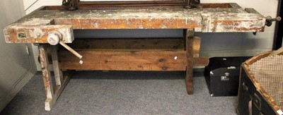 Lot 1363 - A Large Continental Wooden Work Bench,...