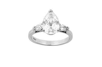 Lot 2341 - A Platinum Diamond Ring the central pear cut...