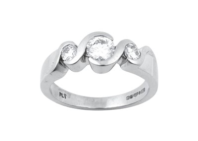 Lot 2024 - A Platinum Diamond Three Stone Ring the...