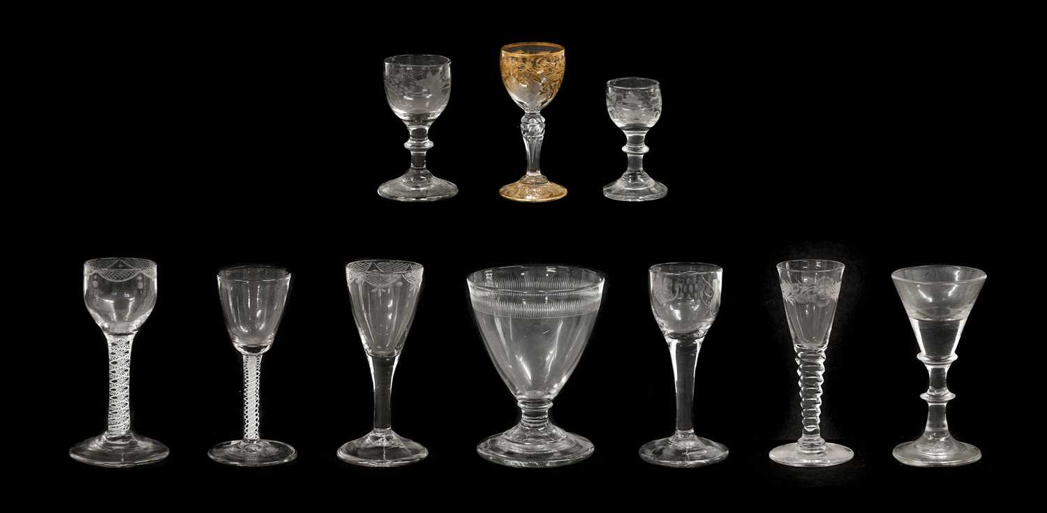 Lot 12 - ~ A Wine Glass, circa 1760, the ovoid bowl...