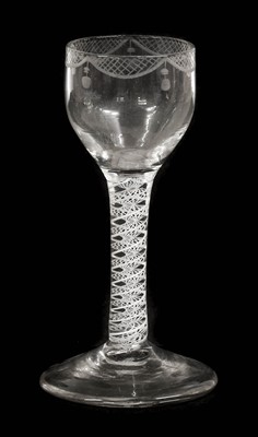 Lot 12 - ~ A Wine Glass, circa 1760, the ovoid bowl...