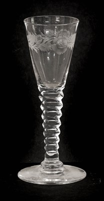 Lot 12 - ~ A Wine Glass, circa 1760, the ovoid bowl...