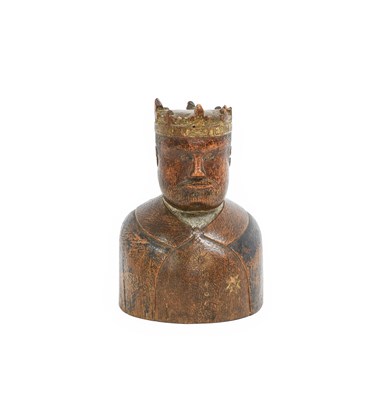 Lot 252 - A Carved and Painted Bust of a King, possibly...
