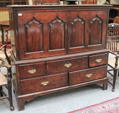 Lot 1391 - An 18th Century Welsh Joined Oak Cupboard,...