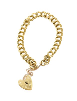 Lot 465 - A 9 Carat Gold Double Curb Link Bracelet, with...