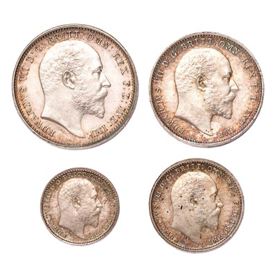 Lot 215 - Edward VII, Maundy Set 1909, 4 coins...