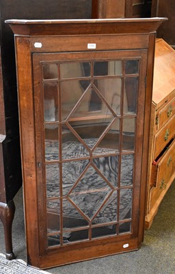 Lot 1344 - A George III Oak Glazed Corner Cupboard, 76cm...