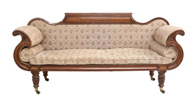 Lot 788 - A Regency Carved Mahogany Scroll-End Sofa,...