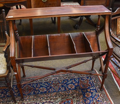 Lot 1317 - A Reproduction Mahogany Book Trough on turned...