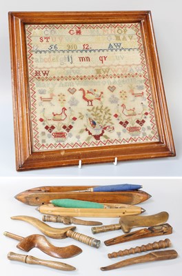 Lot 1193 - A Framed Victorian Woolwork Sampler, worked by...